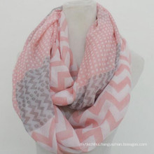 Whosale elegance fashion soft circle custom print prink cotton voile infinity chevron scarves